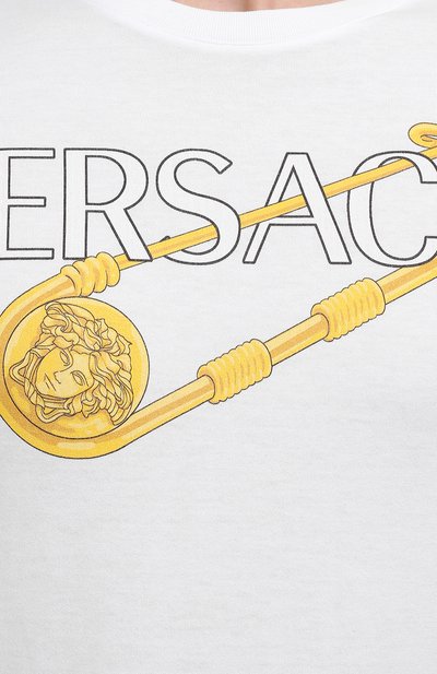 Хлопковая футболка VERSACE белого цвета по цене 43950 руб., арт. 1001295/1A00932, фото 5 Хлопковая футболка VERSACE, арт. 1001295/1A00932, фото 5