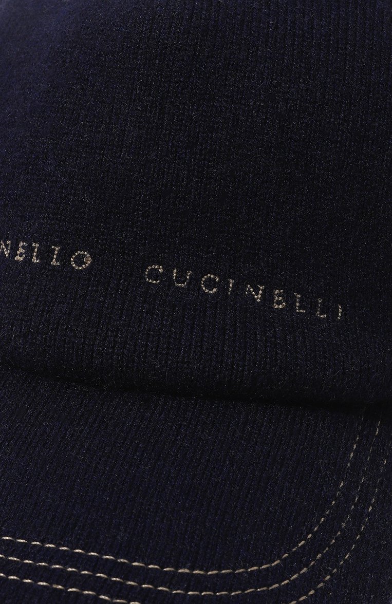 Мужская кашемировая бейсболка BRUNELLO CUCINELLI темно-синего цвета, арт. M22C79897 | Фото 4 (Материал: Текстиль, Шерсть, Кашемир; Материал сплава: Проставлено; Нос: Не проставлено)