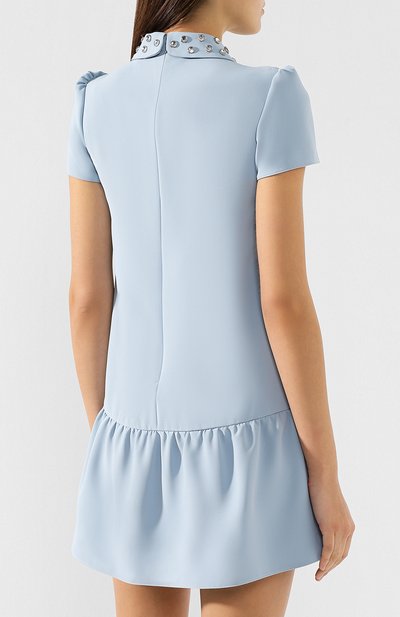 Платье с оборкой REDVALENTINO голубого цвета по цене 39950 руб., арт. RR3VAB95/TUF, фото 4 Платье с оборкой REDVALENTINO, арт. RR3VAB95/TUF, фото 4