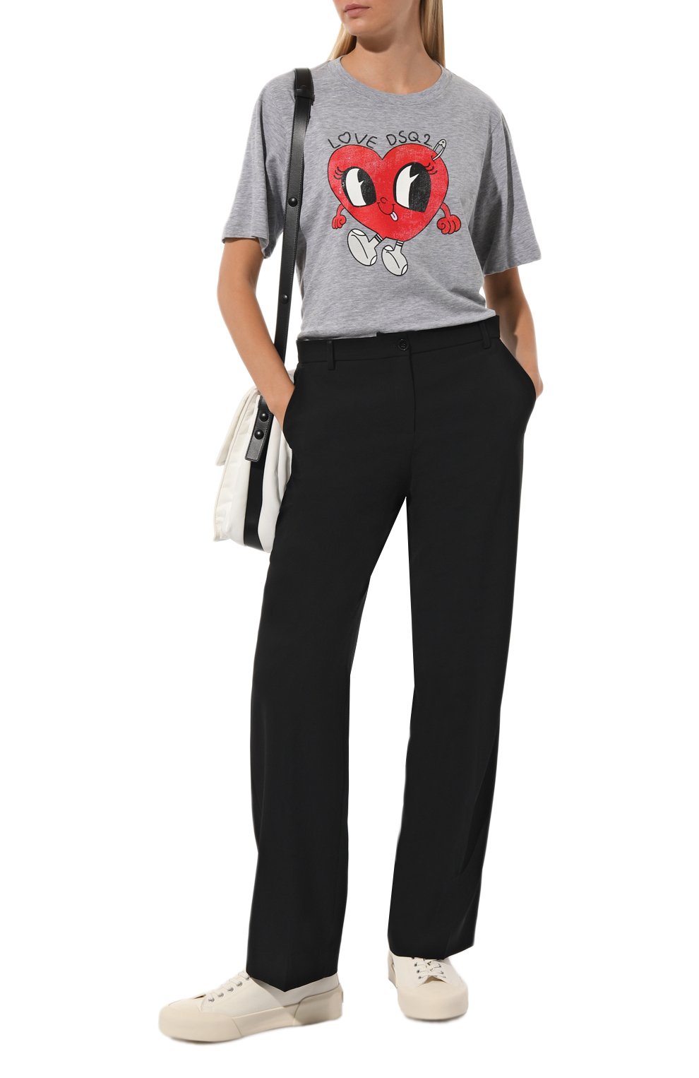 Футболка из хлопка и вискозы DSQUARED2 серого цвета по цене 36500 руб., арт. S72GD0476/S22146, фото 2 Футболка из хлопка и вискозы DSQUARED2, арт. S72GD0476/S22146, фото 2