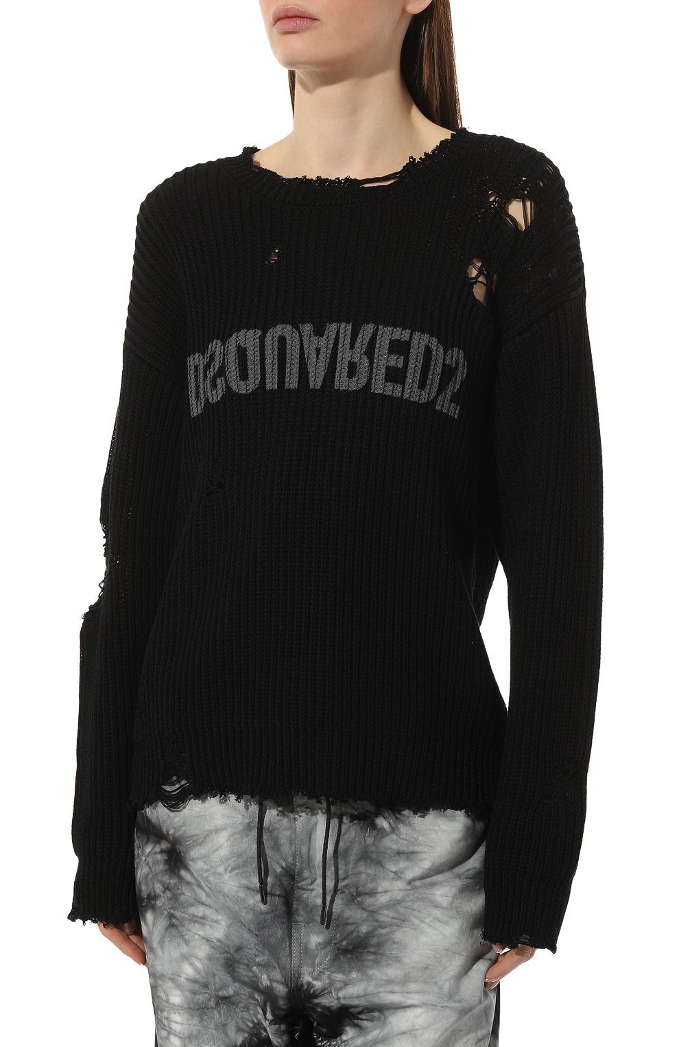 Хлопковый свитер DSQUARED2 черного цвета по цене 99650 руб., арт. S75HA1188/S18193, фото 3 Хлопковый свитер DSQUARED2, арт. S75HA1188/S18193, фото 3