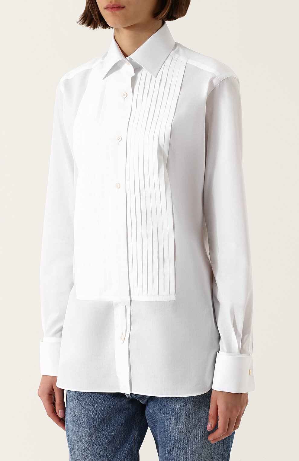 Приталенная хлопковая блуза с планкой TOM FORD, арт. CA3101-FAX341, фото 3