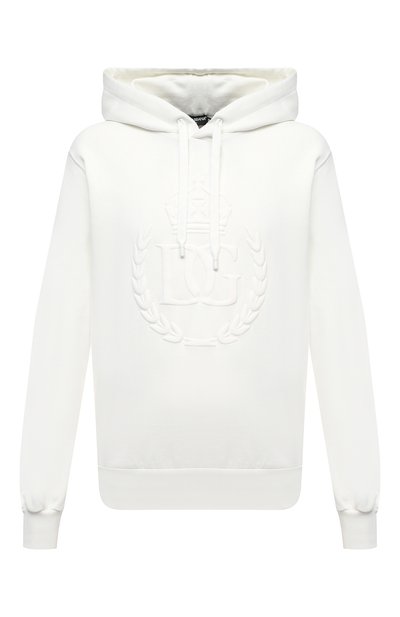 Хлопковое худи DOLCE & GABBANA белого цвета по цене 72950 руб., арт. G90F9Z/G7WNI, фото 1 Хлопковое худи DOLCE & GABBANA, арт. G90F9Z/G7WNI, фото 1