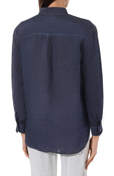 Льняная рубашка 120% LINO синего цвета по цене 28100 руб., арт. 31ALIW19GE/000B317/S00, фото 4 Льняная рубашка 120% LINO, арт. 31ALIW19GE/000B317/S00, фото 4