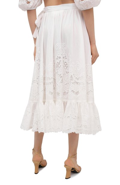 Хлопковая юбка ZIMMERMANN белого цвета по цене 89000 руб., арт. 9881SLLU, фото 4 Хлопковая юбка ZIMMERMANN, арт. 9881SLLU, фото 4