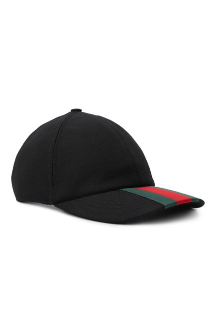 Мужская шерстяная бейсболка GUCCI черного цвета, арт. 797225/4HBBS | Фото 1 (Материал сплава: Проставлено; Материал: Текстиль, Шерсть; Нос: Не проставлено)