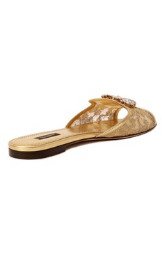 Женские текстильные шлепанцы rainbow bianca DOLCE & GABBANA золотого цвета, арт. CQ0023/AE637 | Фото 5 (Материал внешний: Текстиль; Каблук высота: Низкий; Материал внутренний: Натуральная кожа; Подошва: Плоская; Размерность: Идёт в размер; Автоматизация ТО: Проставлено; Автоматизация состава: Проставлено)