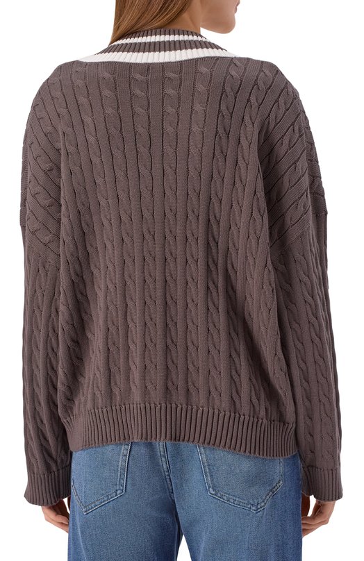 Хлопковый свитер Brunello Cucinelli M19756512 Коричневый  M19756512 Фото 4