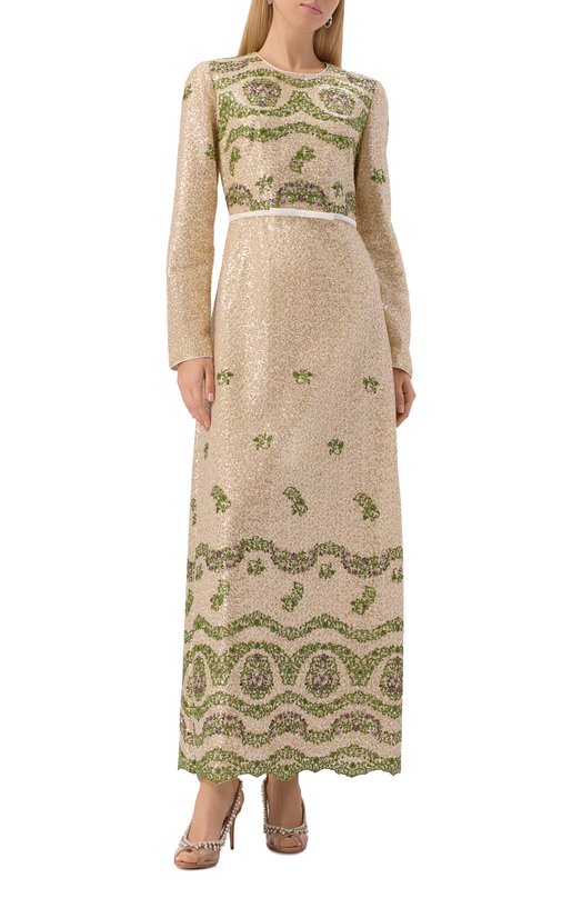 Платье с отделкой пайетками Giambattista Valli 25FWPVCA5182/35PAI Кремовый  25FWPVCA5182/35PAI Фото 3