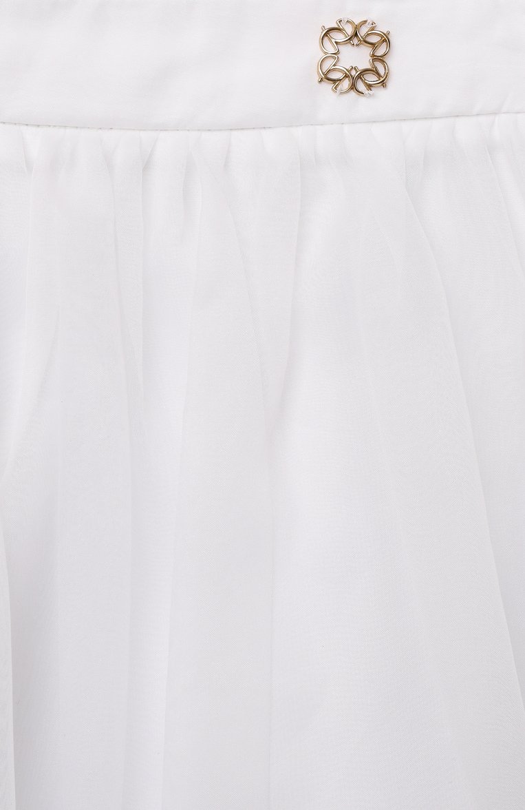 Детская юбка ELIE SAAB JUNIOR кремового цвета, арт. EFG0021 MX TS1025 | Фото 3 (Материал подклада: Хлопок; Нос: Не проставлено; Случай: Вечерний; Материал внешний: Синтет�ический материал; Автоматизация состава: Проставлено; Ростовка одежда: 8 лет | 128 см, 13 - 15 лет | 158 см, 10 - 11 лет | 140 - 146см, 12 лет | 152 см, 16 лет | 164 см, 6 лет | 116 см)