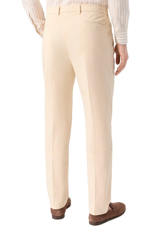 Хлопковые брюки Brunello Cucinelli M289LE1450 Кремовый  M289LE1450 Фото 4
