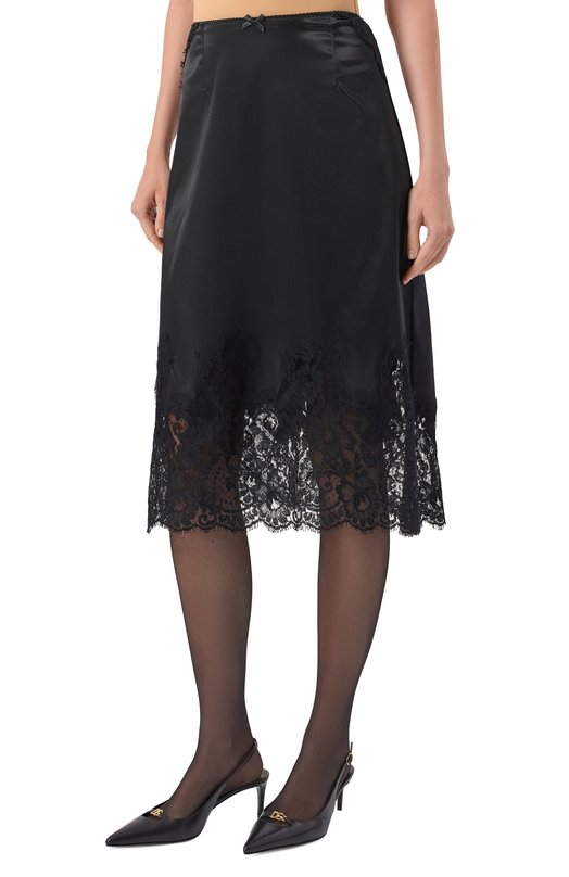 Атласная юбка Dolce & Gabbana F4CF0T/FURAD Чёрный  F4CF0T/FURAD Фото 3