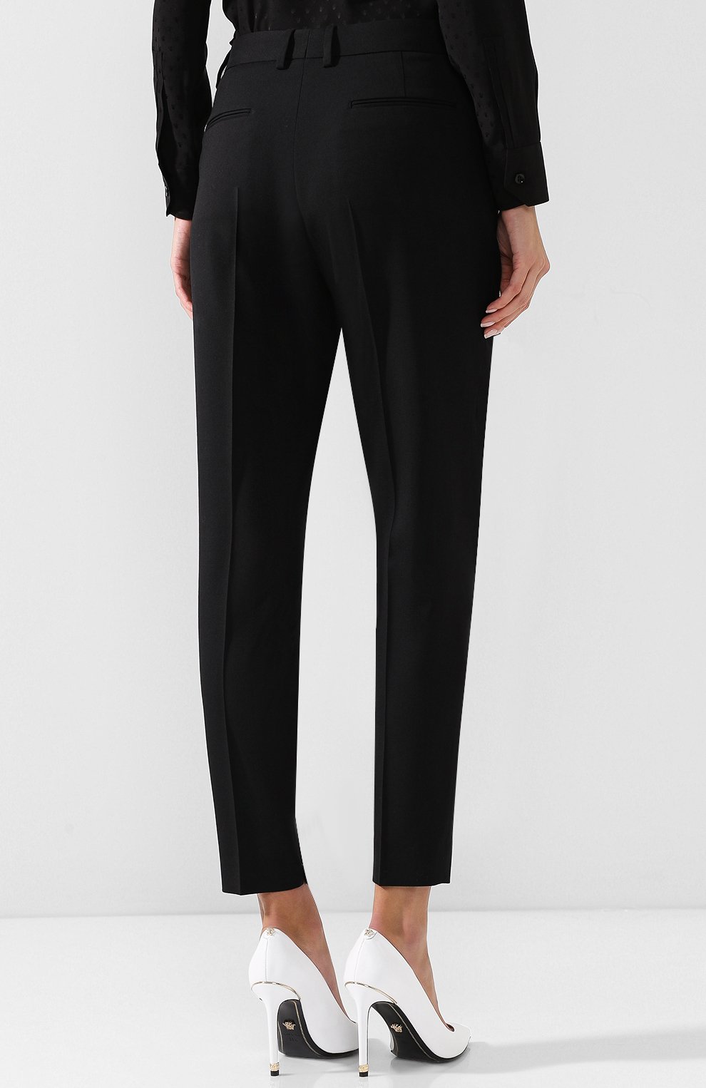 Укороченные шерстяные брюки со стрелками SAINT LAURENT, арт. 531499/Y404W, фото 4