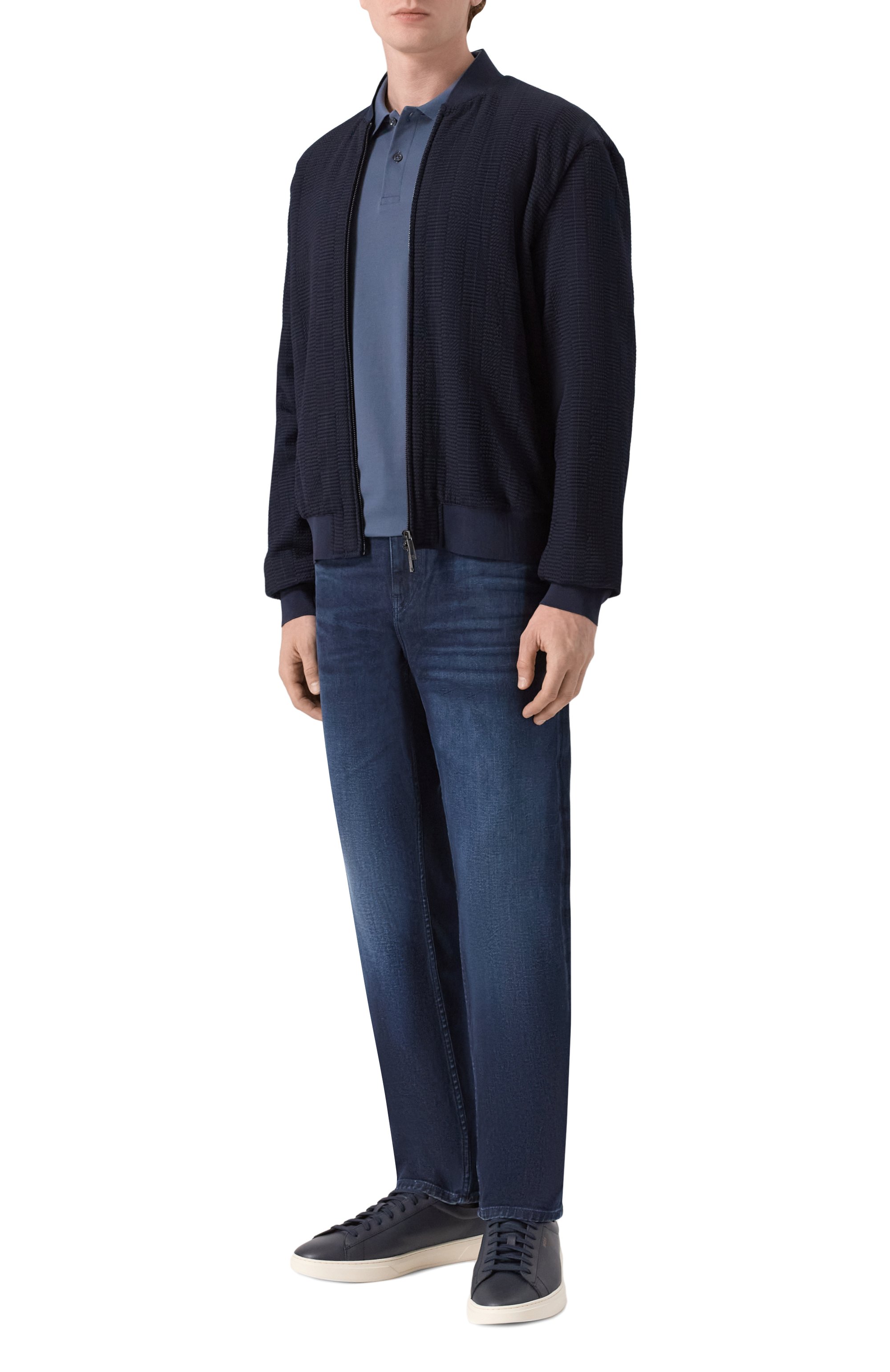 Хлопковое поло BOSS синего цвета по цене 19950 руб., арт. 50467113, фото 2 Хлопковое поло BOSS, арт. 50467113, фото 2