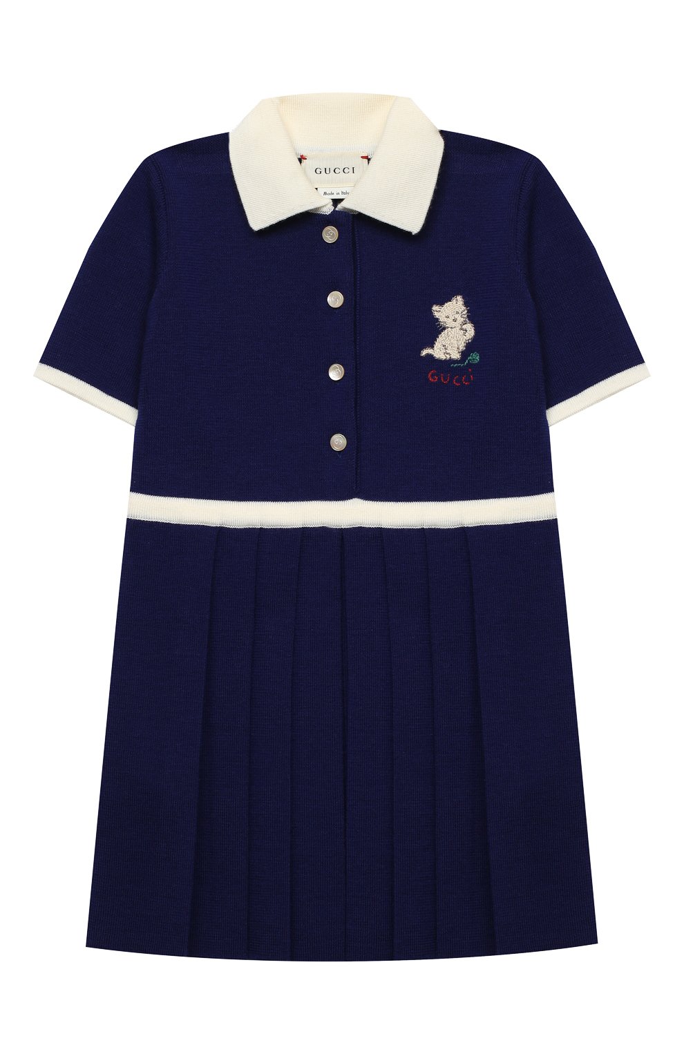 Шерстяное платье GUCCI синего цвета по цене 52450 руб., арт. 621871/XKBGW, фото 1 Шерстяное платье GUCCI, арт. 621871/XKBGW, фото 1