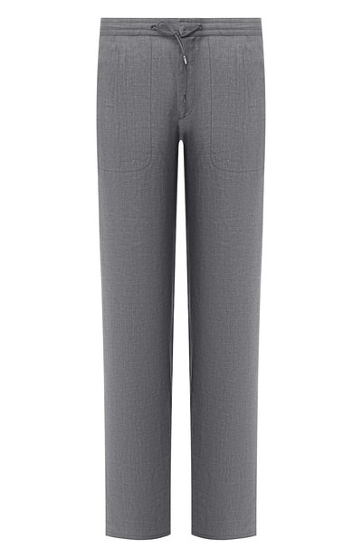 Льняные брюки BRIONI серого цвета по цене 85250 руб., арт. RPMJ0M/P6114/NEW JAMAICA, фото 1 Льняные брюки BRIONI, арт. RPMJ0M/P6114/NEW JAMAICA, фото 1