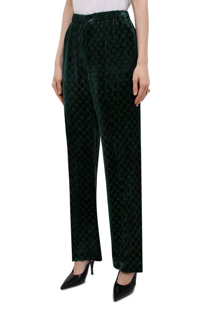 Бархатные брюки GUCCI темно-зеленого цвета по цене 119000 руб., арт. 676067/ZAHGE, фото 3 Бархатные брюки GUCCI, арт. 676067/ZAHGE, фото 3