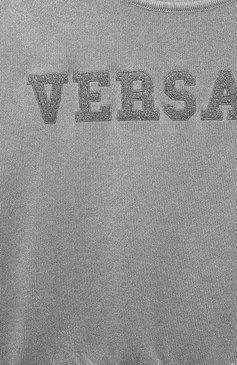 Детский пуловер VERSACE серебряного цвета, арт. 1011435/1A08413/8A-14A | Фото 3 (Девочки Кросс-КТ: Пуловер-одежда; Рукава: Длинные; Материал внешний: Синтетический материал; Материал сплава: Проставлено; Драгоценные камни: Проставлено; Ростовка одеж�да: 10 - 11 лет | 140 - 146см, 8 лет | 128 см)