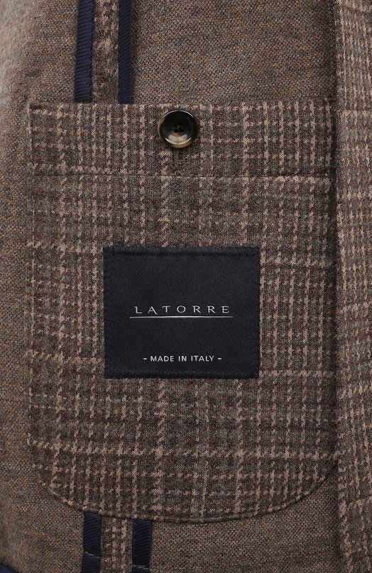 Пиджак из хлопка и шерсти Sartoria Latorre JD74/JG051 Коричневый  JD74/JG051 Фото 8