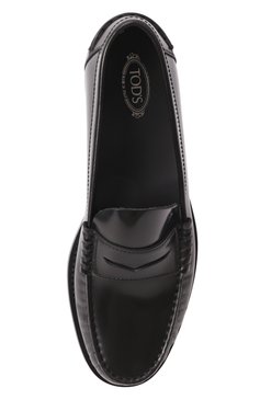 Женские кожаные пенни-лоферы TOD’S черного цвета, арт. XXW34L0I010AKT | Фото 6 (Драгоценные камни: Проставлено; Материал сплава: Проставлено; Материал внешний: Натуральная кожа; Материал внутренний: Натуральная кожа; Каблук высота: Низкий; Подошва: Плоская)