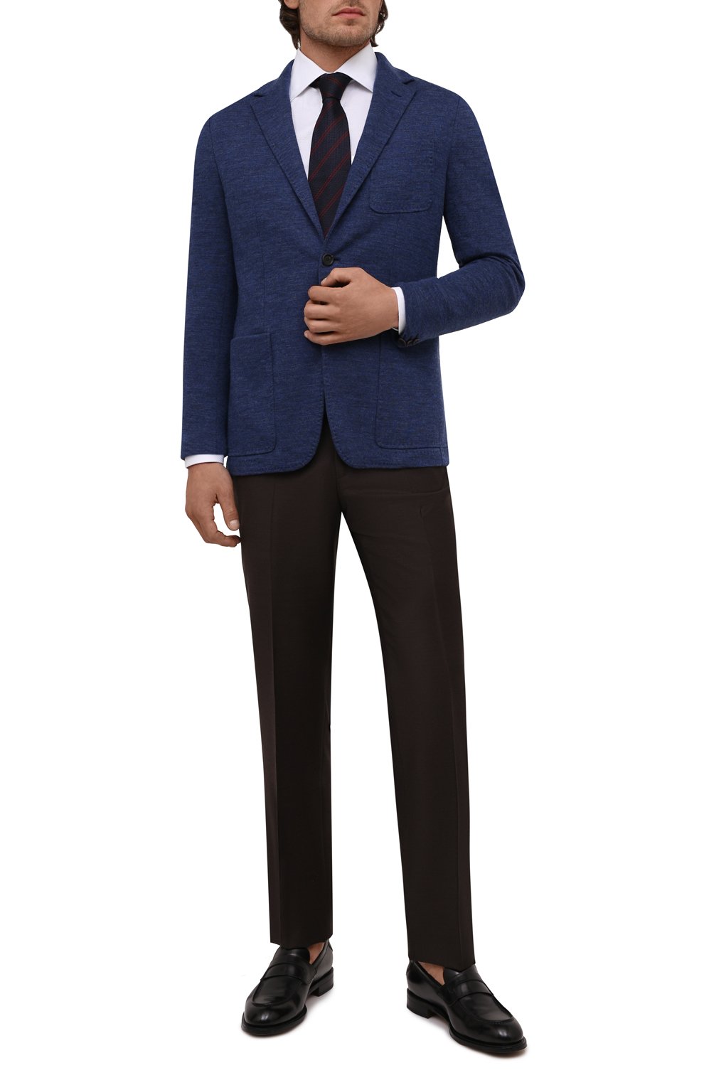 Пиджак из шерсти и хлопка CANALI синего цвета по цене 110500 руб., арт. J0147/JJ02165, фото 2 Пиджак из шерсти и хлопка CANALI, арт. J0147/JJ02165, фото 2