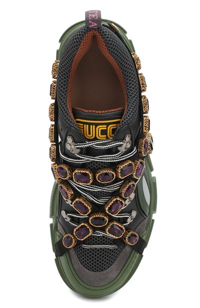 Комбинированные кроссовки flashtrek с отделкой кристаллами GUCCI, арт. 536532/GGZ30, фото 5
