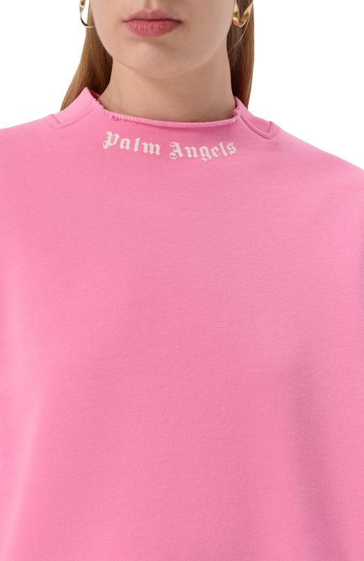 Хлопковый свитшот Palm Angels PWBA05EF25FLE001 Розовый  PWBA05EF25FLE001 Фото 5