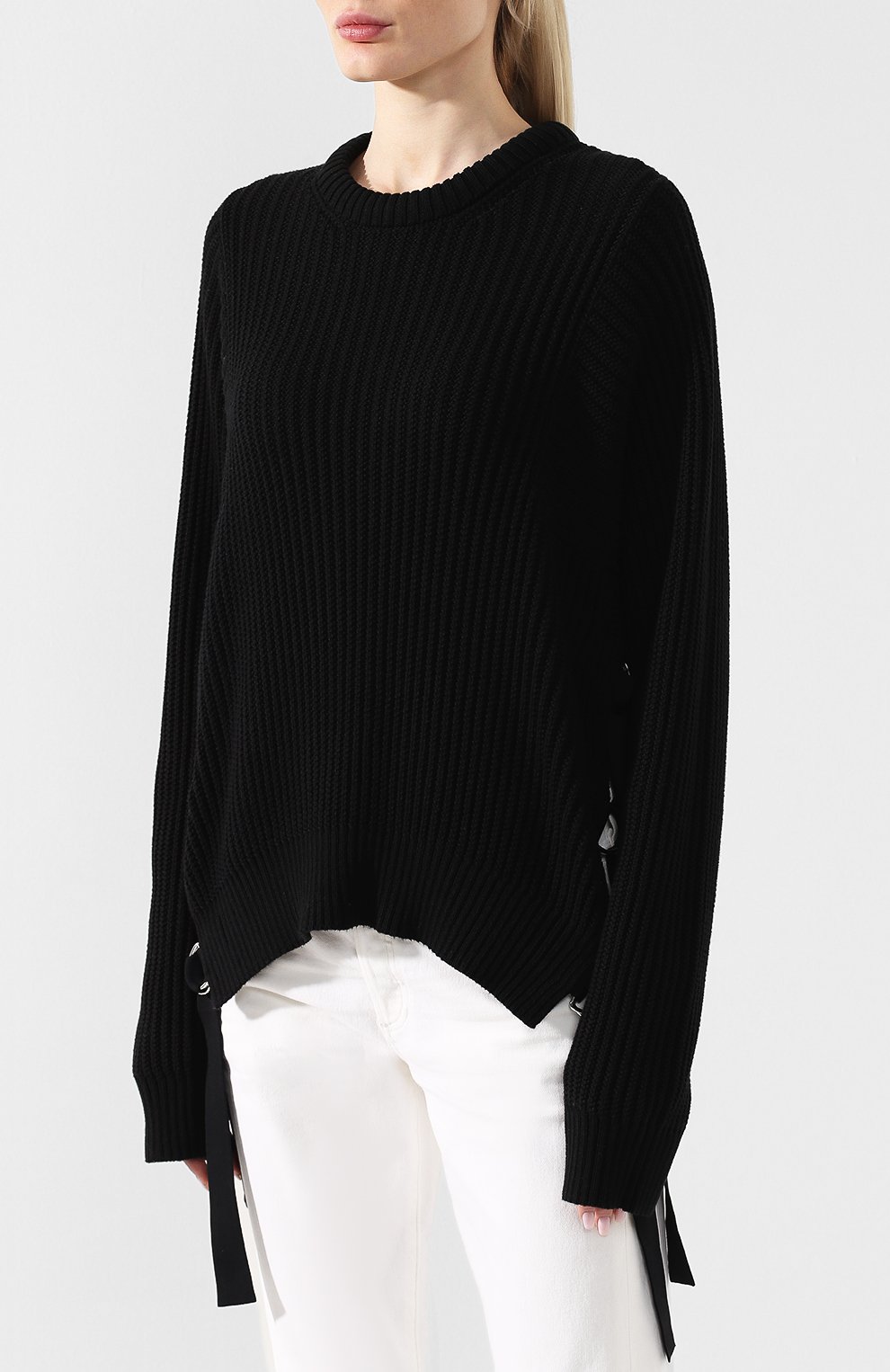 Хлопковый пуловер HELMUT LANG черного цвета по цене 42950 руб., арт. I09HW717, фото 3 Хлопковый пуловер HELMUT LANG, арт. I09HW717, фото 3