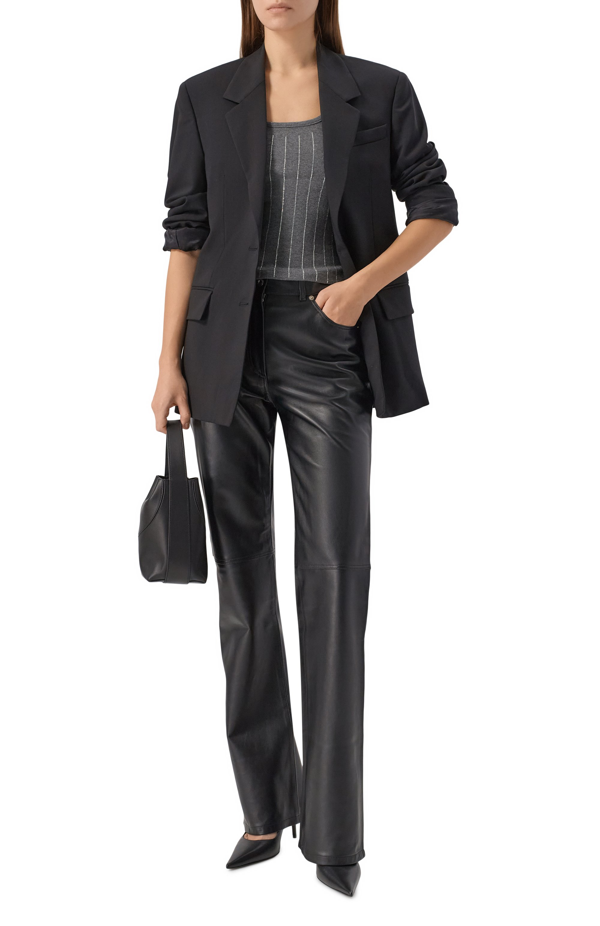 Хлопковая майка SASHA KIM серого цвета по цене 29900 руб., арт. SK-00001770, фото 2 Хлопковая майка SASHA KIM, арт. SK-00001770, фото 2