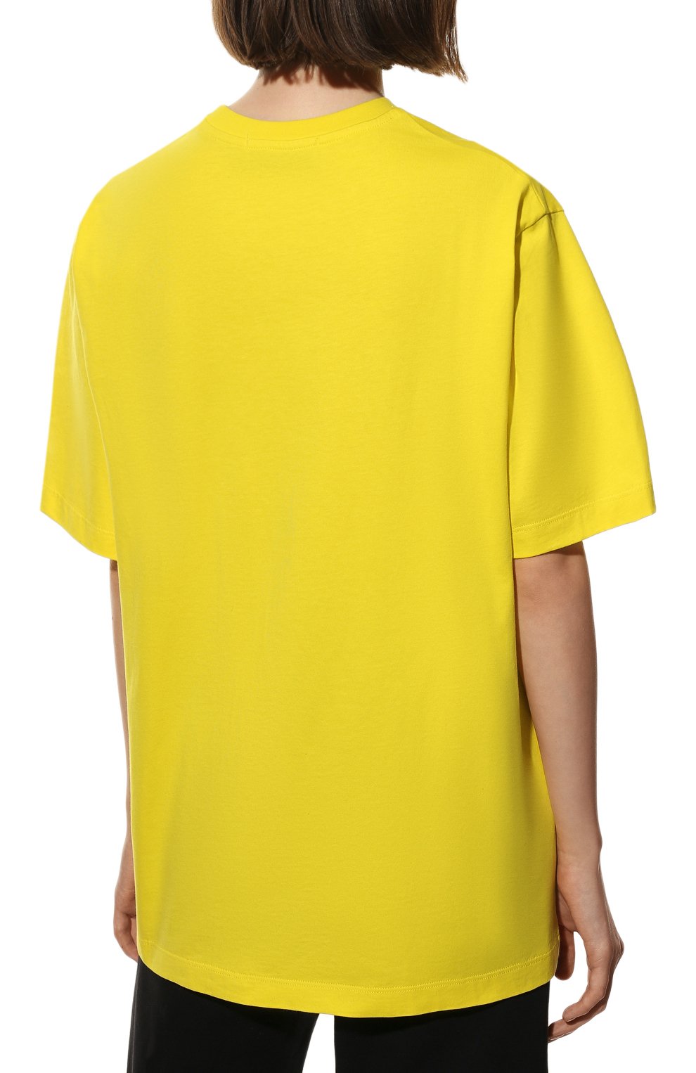 Хлопковая футболка MSGM желтого цвета по цене 11400 руб., арт. 3241MDM101 227298, фото 4 Хлопковая футболка MSGM, арт. 3241MDM101 227298, фото 4