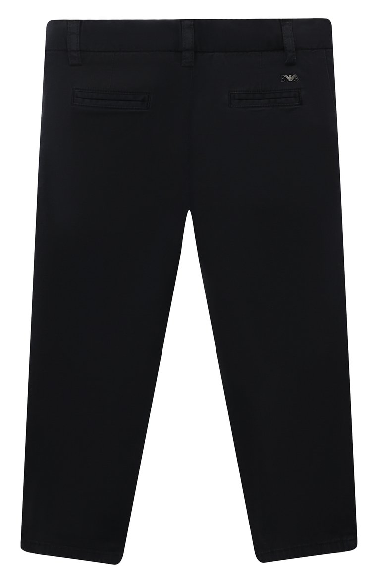 Детские хлопковые брюки EMPORIO ARMANI темно-синего цвета, арт. 8N4P60/4N6YZ | Фото 2 (Материал внешний: Хлопок; Нос: Не проставлено; Случай: Повседневный; Ростовка одежда: 16 лет | 164 см, 5 лет | 110 см, 8 лет | 128 см, 6 лет | 116 см, 7 лет | 122 см, 4 года | 104 см, 13 - 15 лет | 158 см, 10 - 11 лет | 140 - 146см)