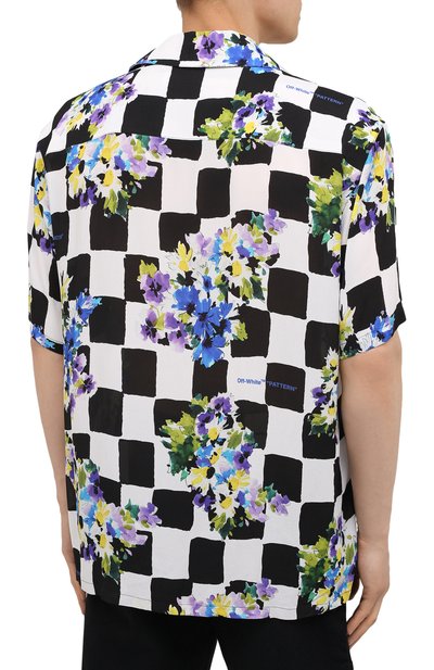 Рубашка из вискозы OFF-WHITE черно-белого цвета по цене 43050 руб., арт. 0MGA163S21FAB001, фото 4 Рубашка из вискозы OFF-WHITE, арт. 0MGA163S21FAB001, фото 4
