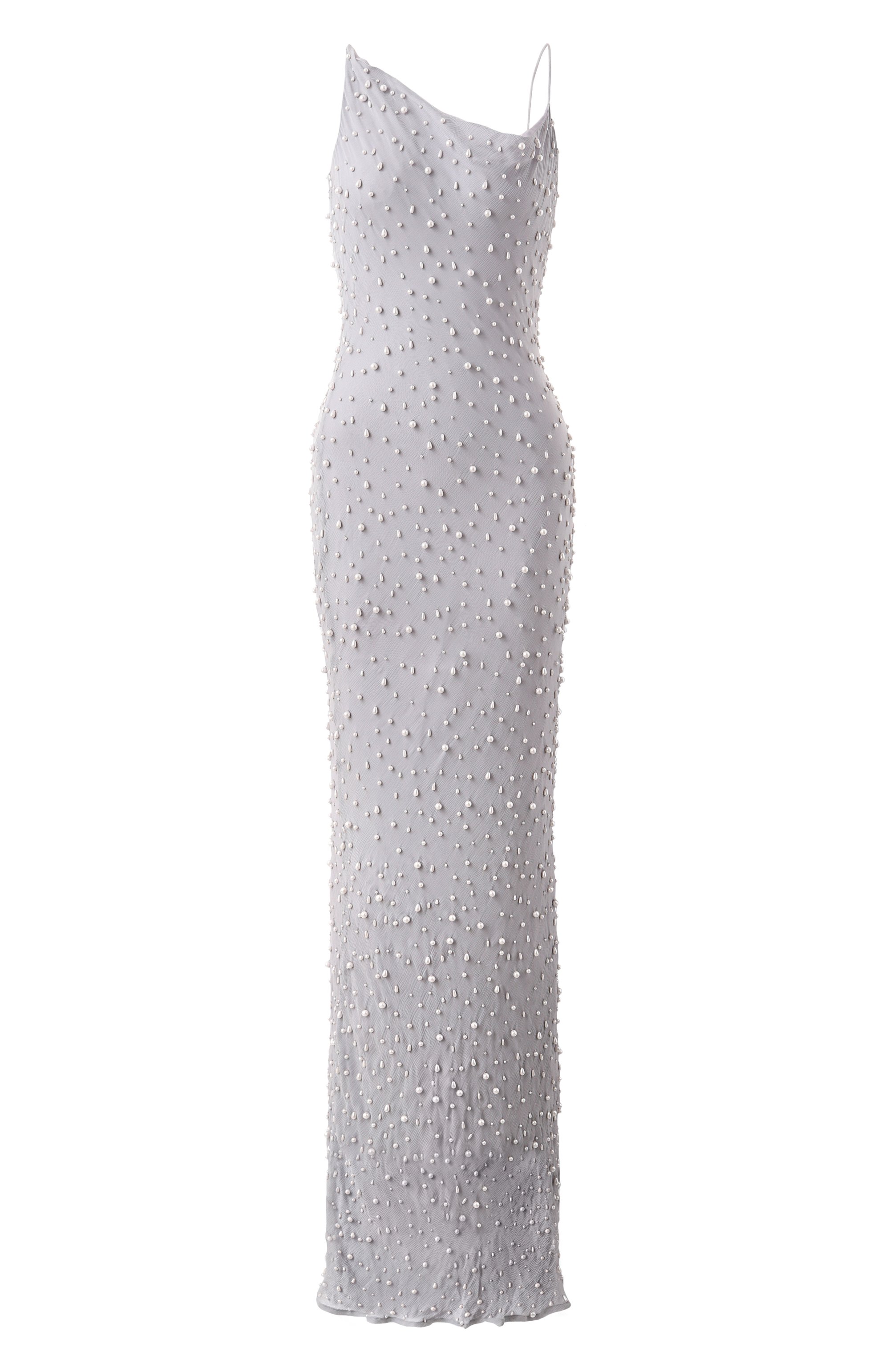 Шелковое платье ALBUS LUMEN серого цвета по цене 162500 руб., арт. AL.RT25.011.PEARLDRESS, фото 1 Шелковое платье ALBUS LUMEN, арт. AL.RT25.011.PEARLDRESS, фото 1