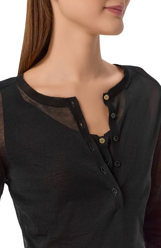 Хлопковый пуловер Elie Saab T0268/CK017 Чёрный  T0268/CK017 Фото 5