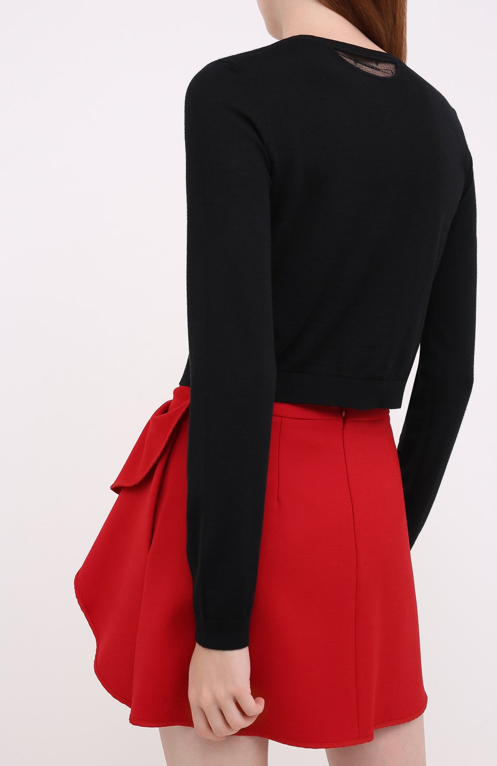 Кардиган из шерсти и шелка REDVALENTINO черного цвета по цене 33350 руб., арт. UR3KA00Z/4A7, фото 4 Кардиган из шерсти и шелка REDVALENTINO, арт. UR3KA00Z/4A7, фото 4