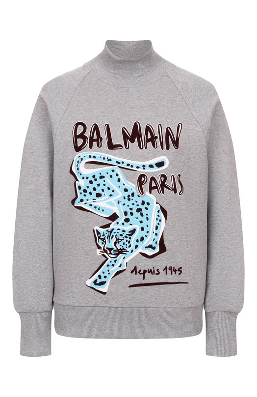 Хлопковый свитшот Balmain FF0JQ050/GF20 Серый FF0JQ050/GF20