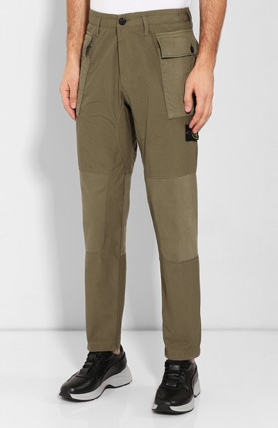 Хлопковые брюки STONE ISLAND хаки цвета по цене 19950 руб., арт. 711530606, фото 3 Хлопковые брюки STONE ISLAND, арт. 711530606, фото 3