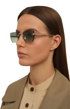 Женские солнцезащитные очки SATO EYEWEAR зеленого цвета, арт. TEREBELLUM III/S802 | Фото 2 (Нос: Не проставлено; Региональные ограничения белый список (Axapta Mercury): Не проставлено; Тип очков: С/з; Кросс-КТ: С/з-унисекс; Материал: Металл; Очки форма: Квадратные, Безоправные; Оптика Гендер: оптика-женское)