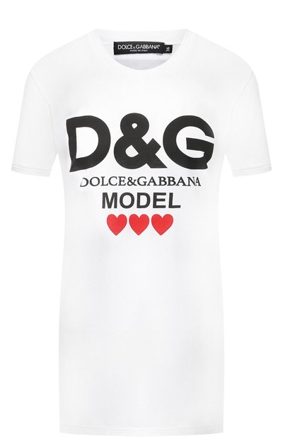 Женская хлопковая футболка с круглым вырезом и логотипом бренда DOLCE & GABBANA, арт. F8K74T/FH736