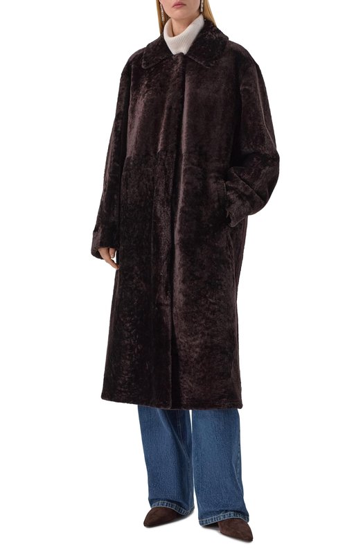 Дубленка из овчины manzoni24 25M1115-S23N Коричневый  25M1115-S23N Фото 3