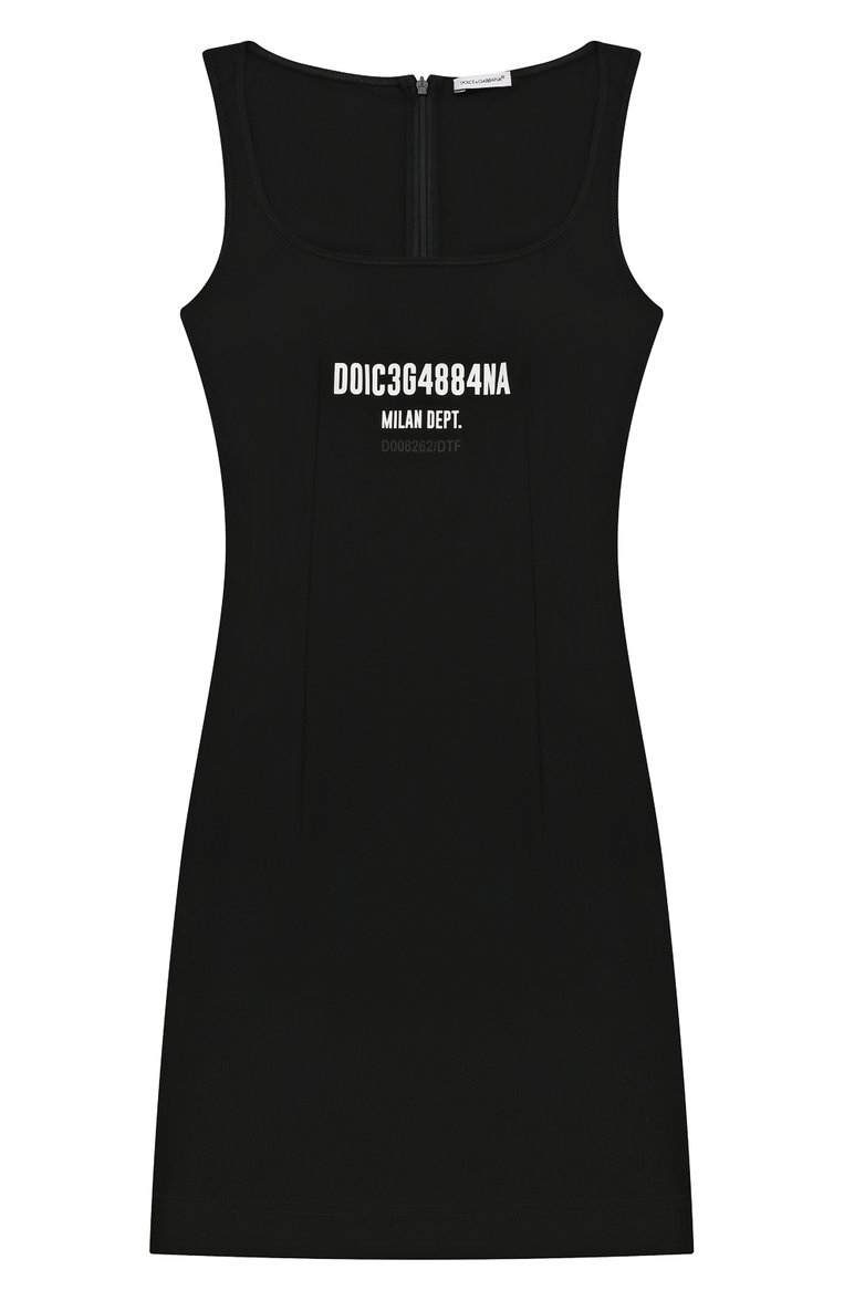 Детское платье DOLCE & GABBANA черного цвета, арт. L8JD8S/G7M7D | Фото 1 (Драгоценные камни: Проставлено; Материал сплава: Проставлено; Материал внешний: Вискоза; Случай: Повседневный; Рукава: Без рукавов)