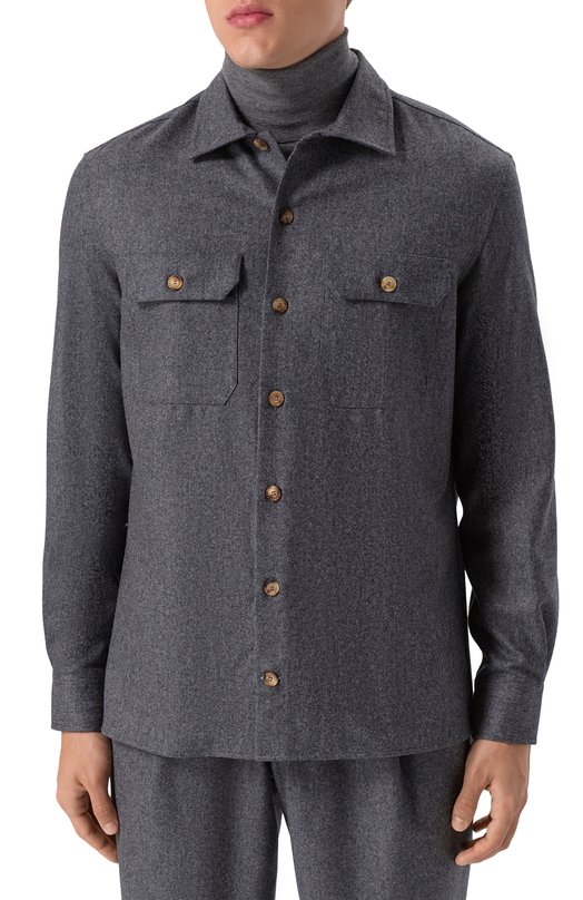 Шерстяная рубашка Brunello Cucinelli M038P0720 Серый  M038P0720 Фото 3