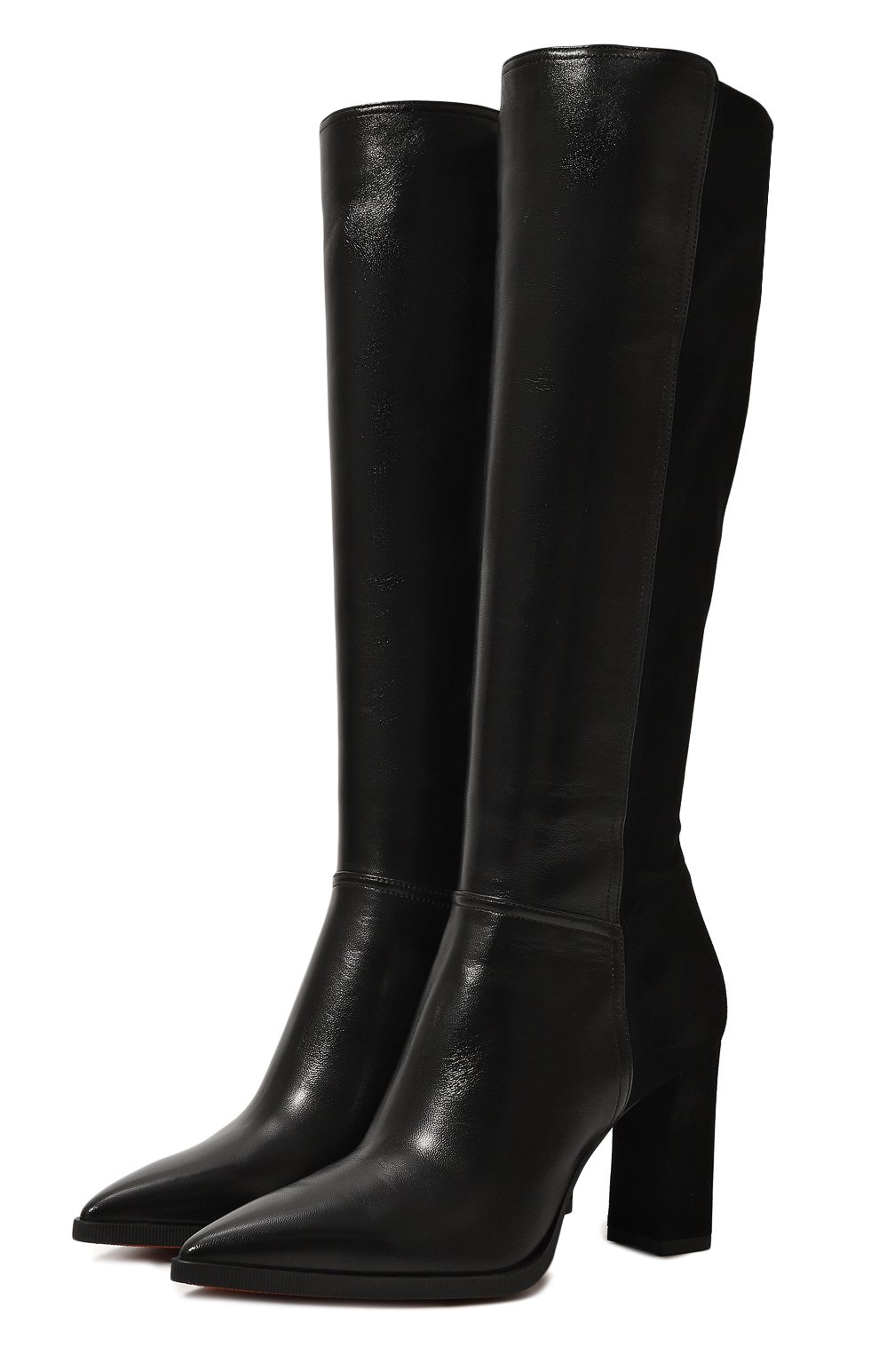 Кожаные сапоги SANTONI черного цвета по цене 132500 руб., арт. WSEG71187PC4THAH, фото 1 Кожаные сапоги SANTONI, арт. WSEG71187PC4THAH, фото 1