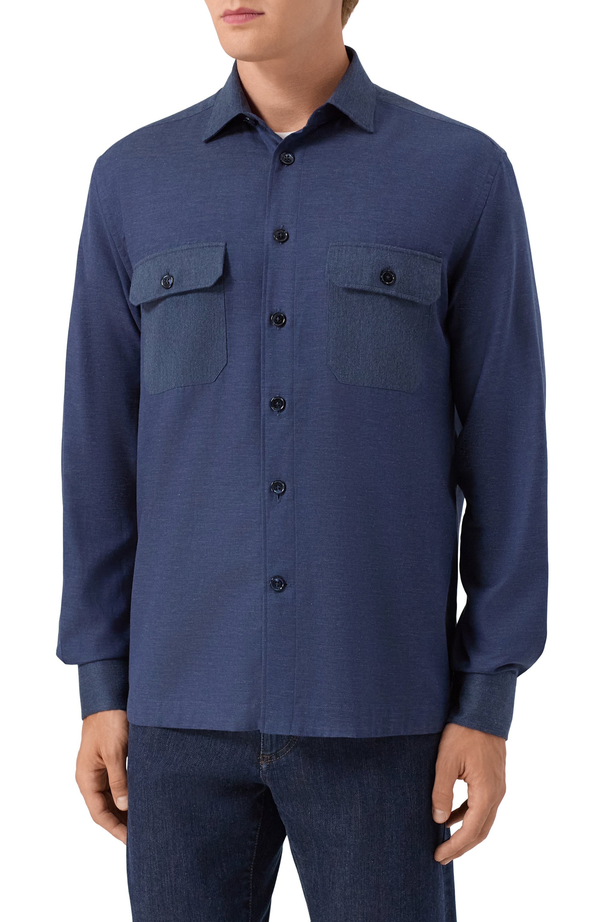 Рубашка из хлопк�а и кашемира CORNELIANI, арт. 26P219-2611345, фото 3