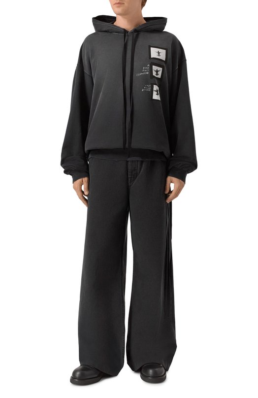 Хлопковое худи Ann Demeulemeester B0013212/FA639 Серый  B0013212/FA639 Фото 3