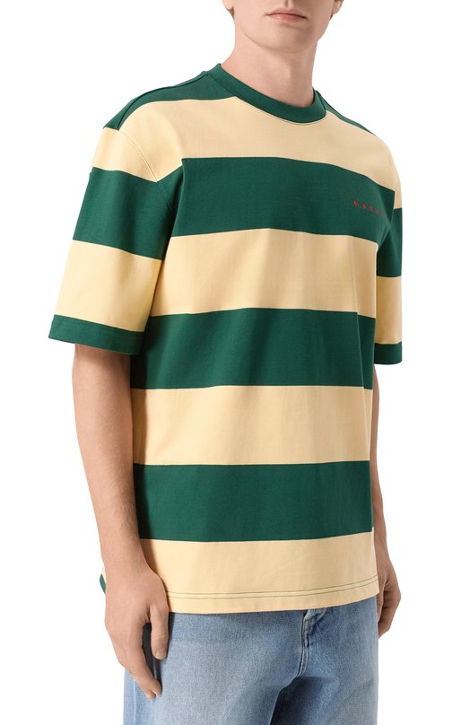 Хлопковая футболка Marni HUMU0287S0/UTC580 Зелёный  HUMU0287S0/UTC580 Фото 3