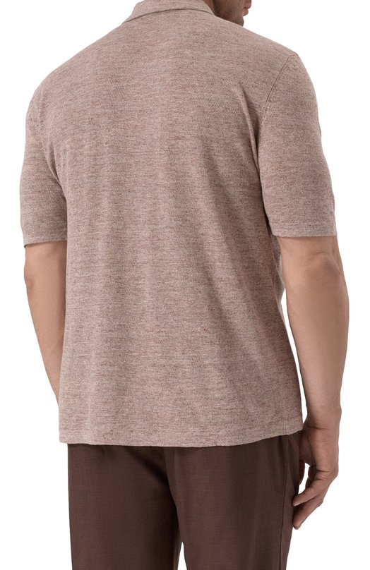Рубашка изо льна и хлопка Brunello Cucinelli M2L00365 Коричневый  M2L00365 Фото 4