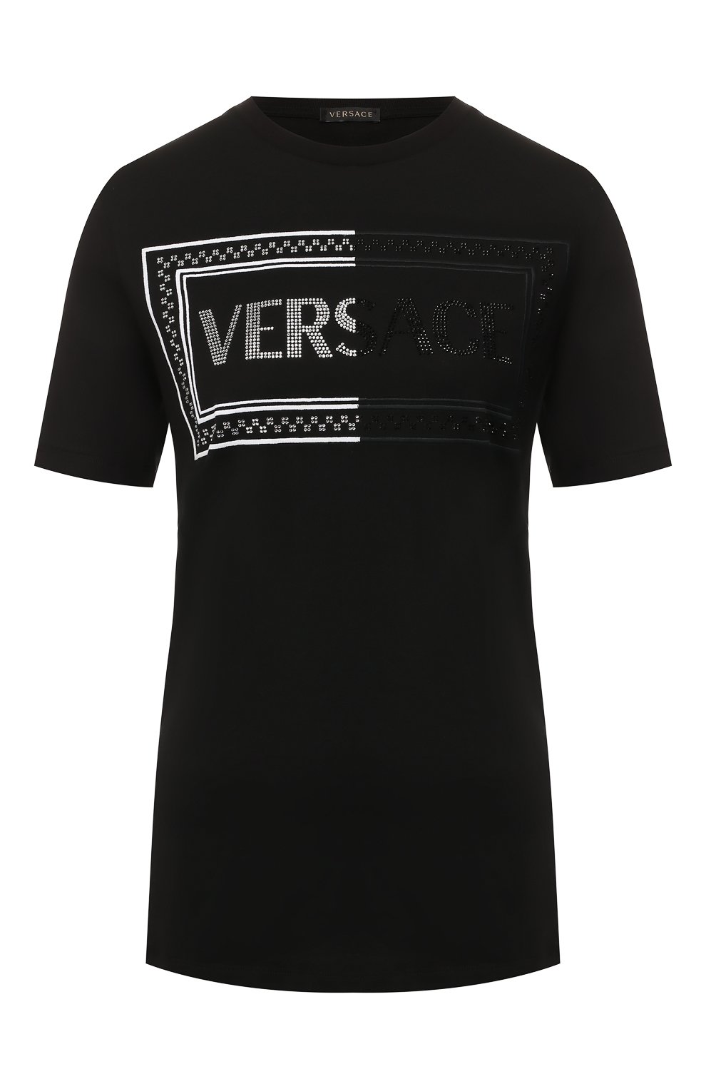 Хлопковая футболка VERSACE черного цвета по цене 49600 руб., арт. A84856/A228806, фото 1 Хлопковая футболка VERSACE, арт. A84856/A228806, фото 1