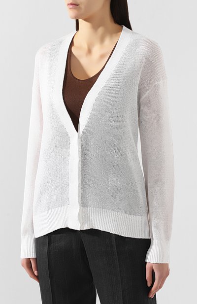 Кардиган из смеси льна и шелка BRUNELLO CUCINELLI, арт. M10550206, фото 3