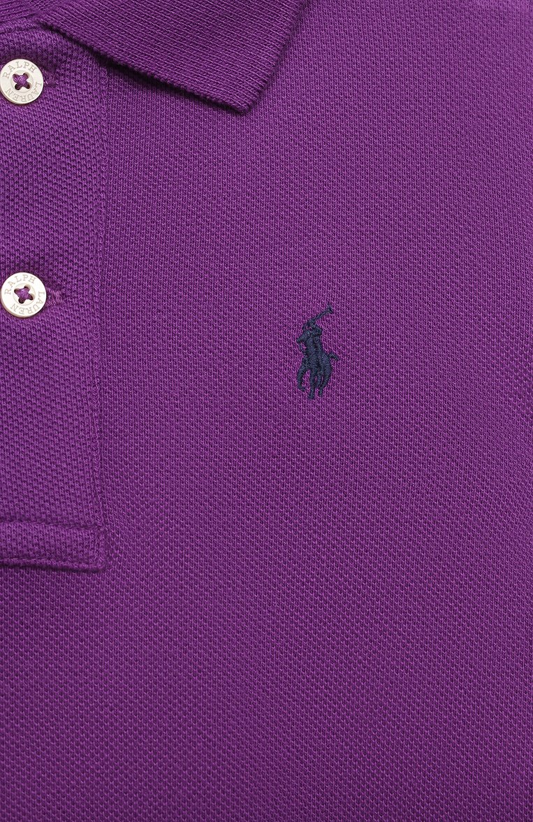 Детское хлопковое платье POLO RALPH LAUREN фиолетового цвета, арт. 312812021 | Фото 3 (Материал внешний: Хлопок; Рукава: Короткие; Материал сплава: Проставлено; Драгоценные камни: Проставлено; Случай: Повседневный; Ростовка одежда: 5 лет | 110 см, 6 лет | 116 см)